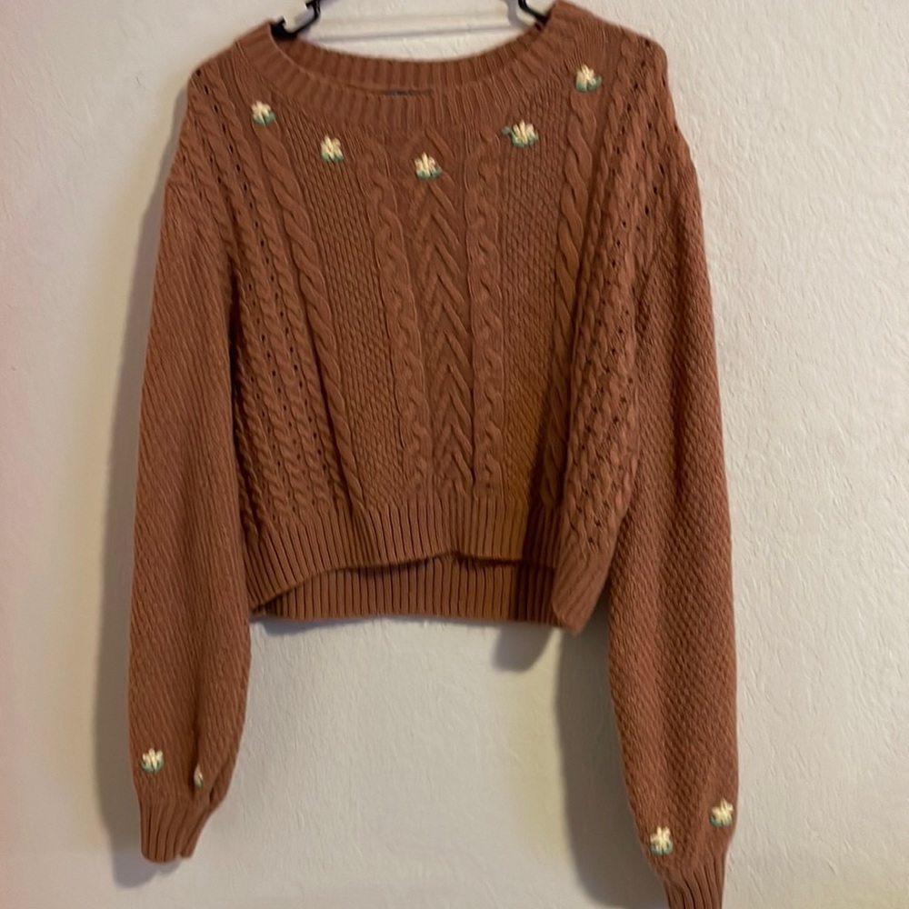 Girls large brown flower sweater Wild Fable TM